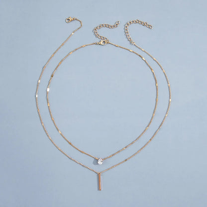 Multi-layer Five-pointed Star Heart Shape Water Drop Pendant Chain Necklace Alloy Material Glass Collarbone Chain Sexy Women's