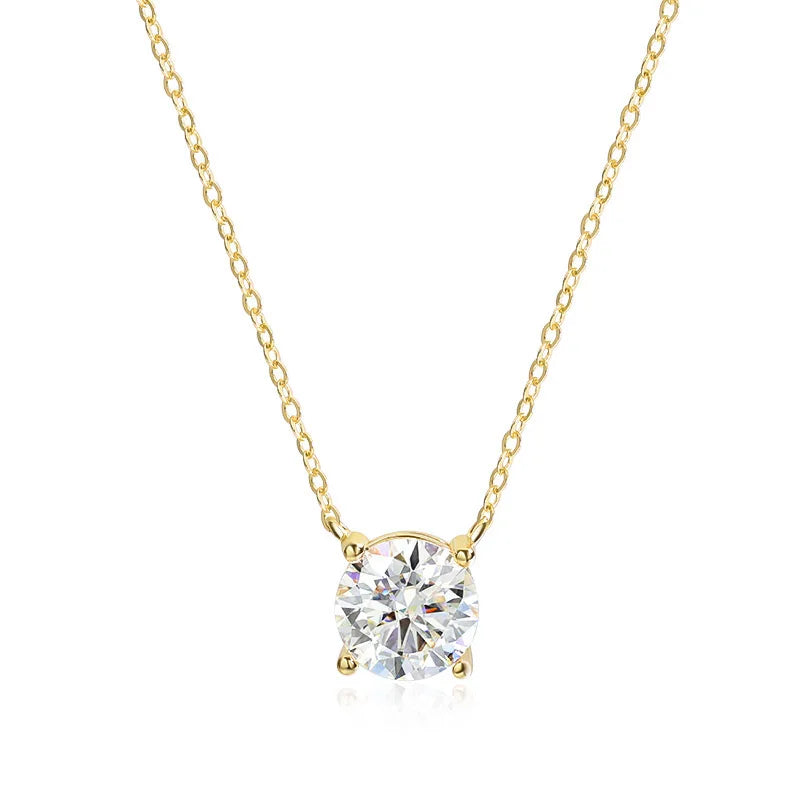 1-5CT Rose Gold Color Moissanite Necklace for Women D Color Sparkling Classic Lab Diamon Pendant Sterling Silver 925 GRA
