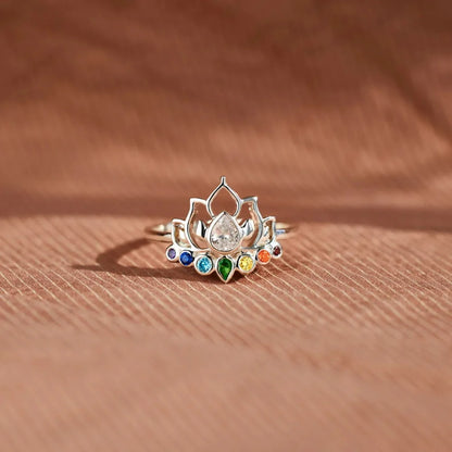 Original 925 Sterling Silver Rings New Lotus Flower Boho Colorful Engagement Rings for Women Fine Jewelry Gift