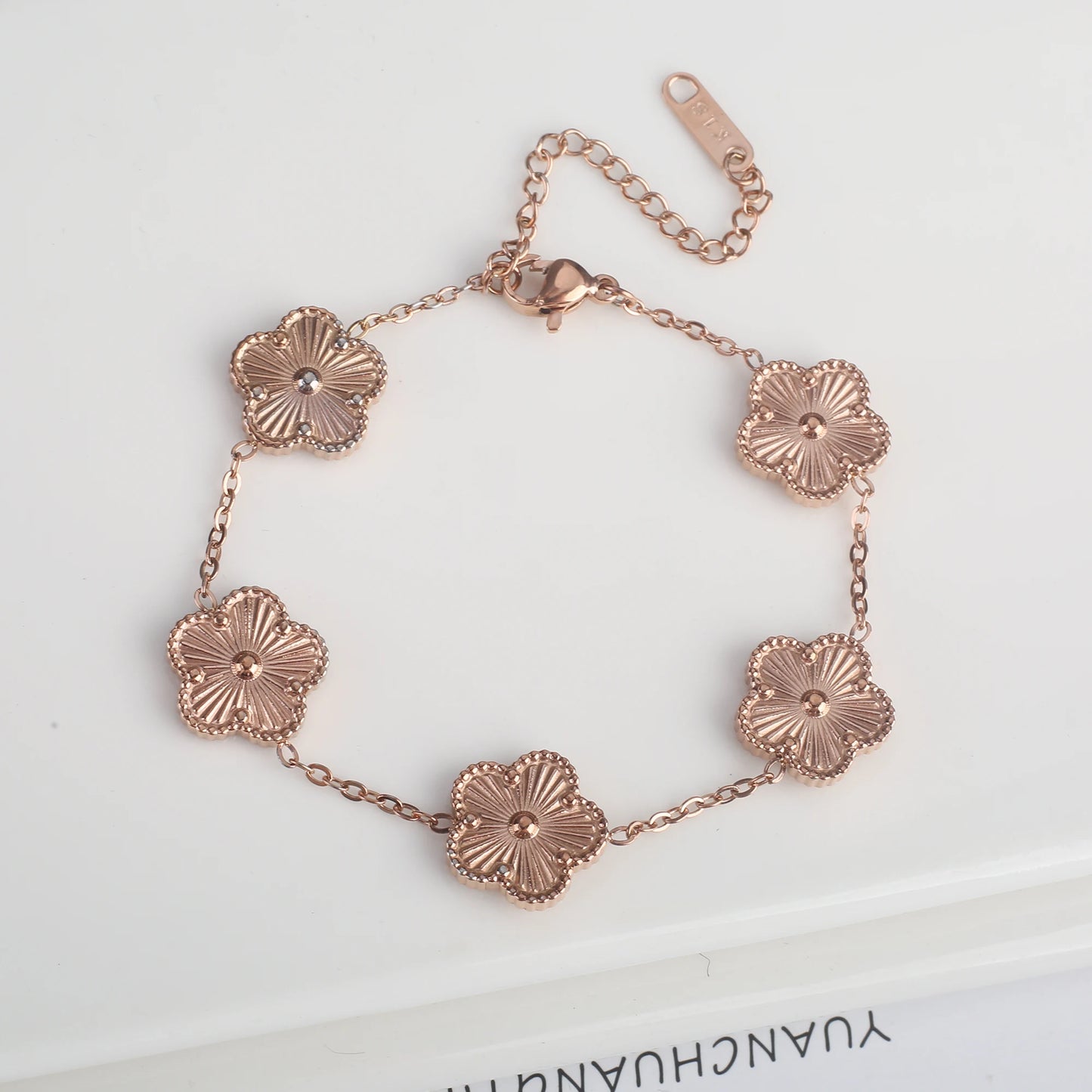 Hot Sale Stainless Steel Five Laef Flower Clover Bracelet Jewelry Set Necklace Earrings For Woman Daily Wear Brand Jewelry