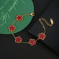 Hot Sale Stainless Steel Five Laef Flower Clover Bracelet Jewelry Set Necklace Earrings For Woman Daily Wear Brand Jewelry