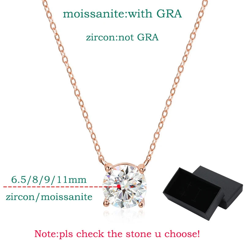 1-5CT Rose Gold Color Moissanite Necklace for Women D Color Sparkling Classic Lab Diamon Pendant Sterling Silver 925 GRA
