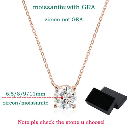 1-5CT Rose Gold Color Moissanite Necklace for Women D Color Sparkling Classic Lab Diamon Pendant Sterling Silver 925 GRA