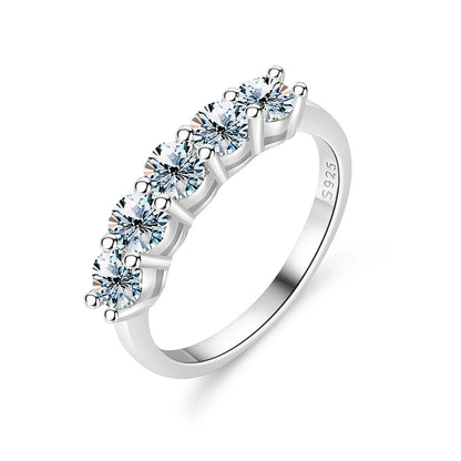 White Gold D Color 4mm Moissanite Ring for Women Stone Match Diamond Wedding Band Bride S925 Sterling Silver Fine Jewelry