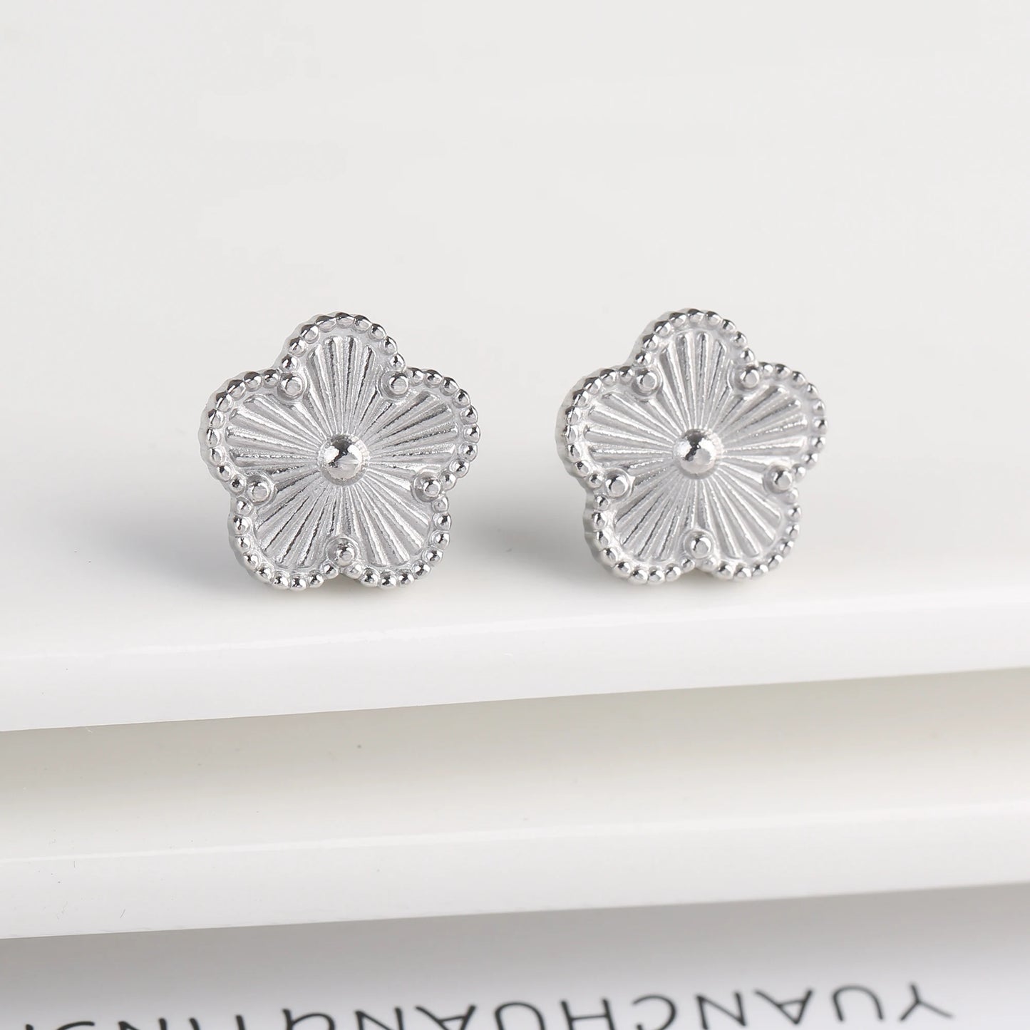 Hot Sale Stainless Steel Five Laef Flower Clover Bracelet Jewelry Set Necklace Earrings For Woman Daily Wear Brand Jewelry