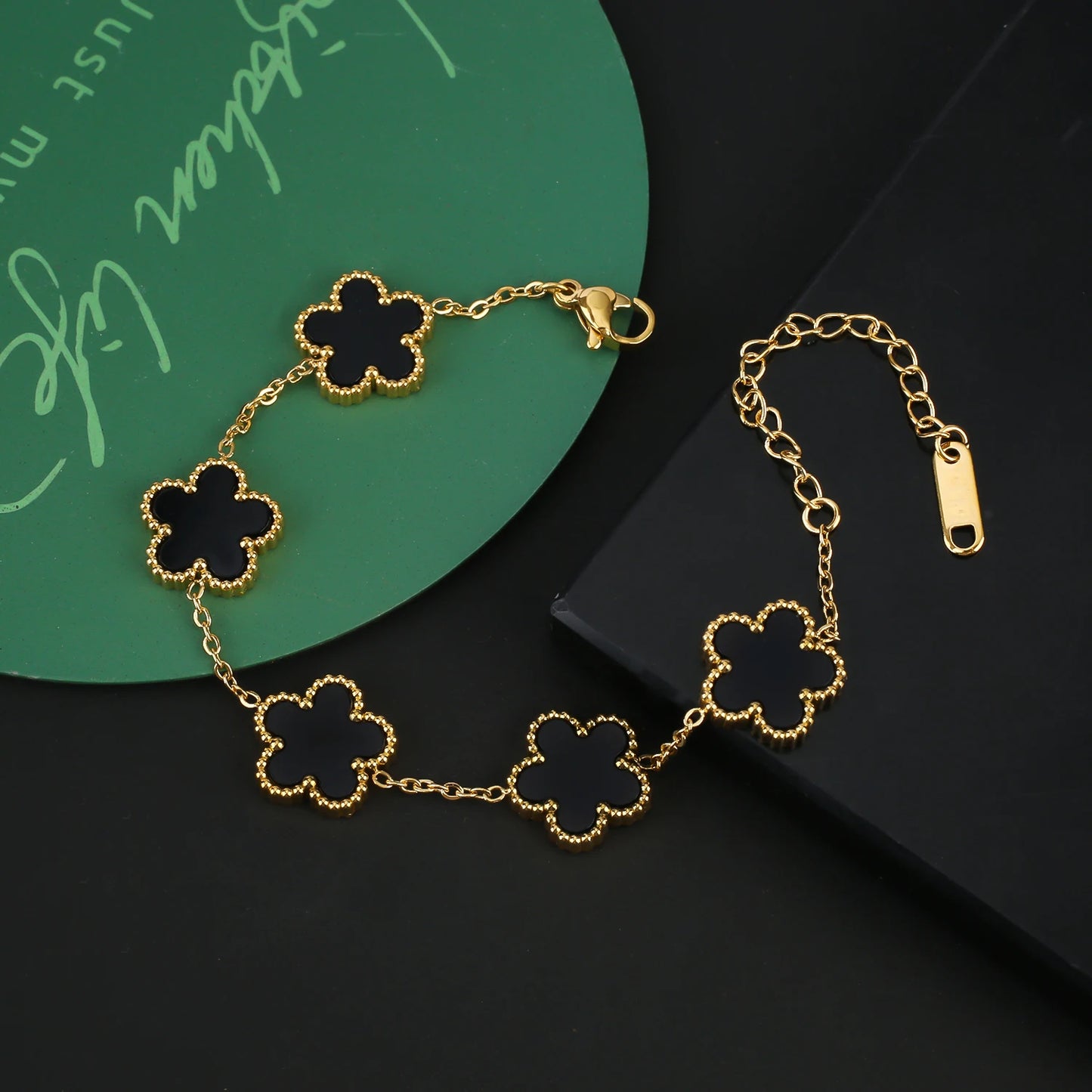 Hot Sale Stainless Steel Five Laef Flower Clover Bracelet Jewelry Set Necklace Earrings For Woman Daily Wear Brand Jewelry