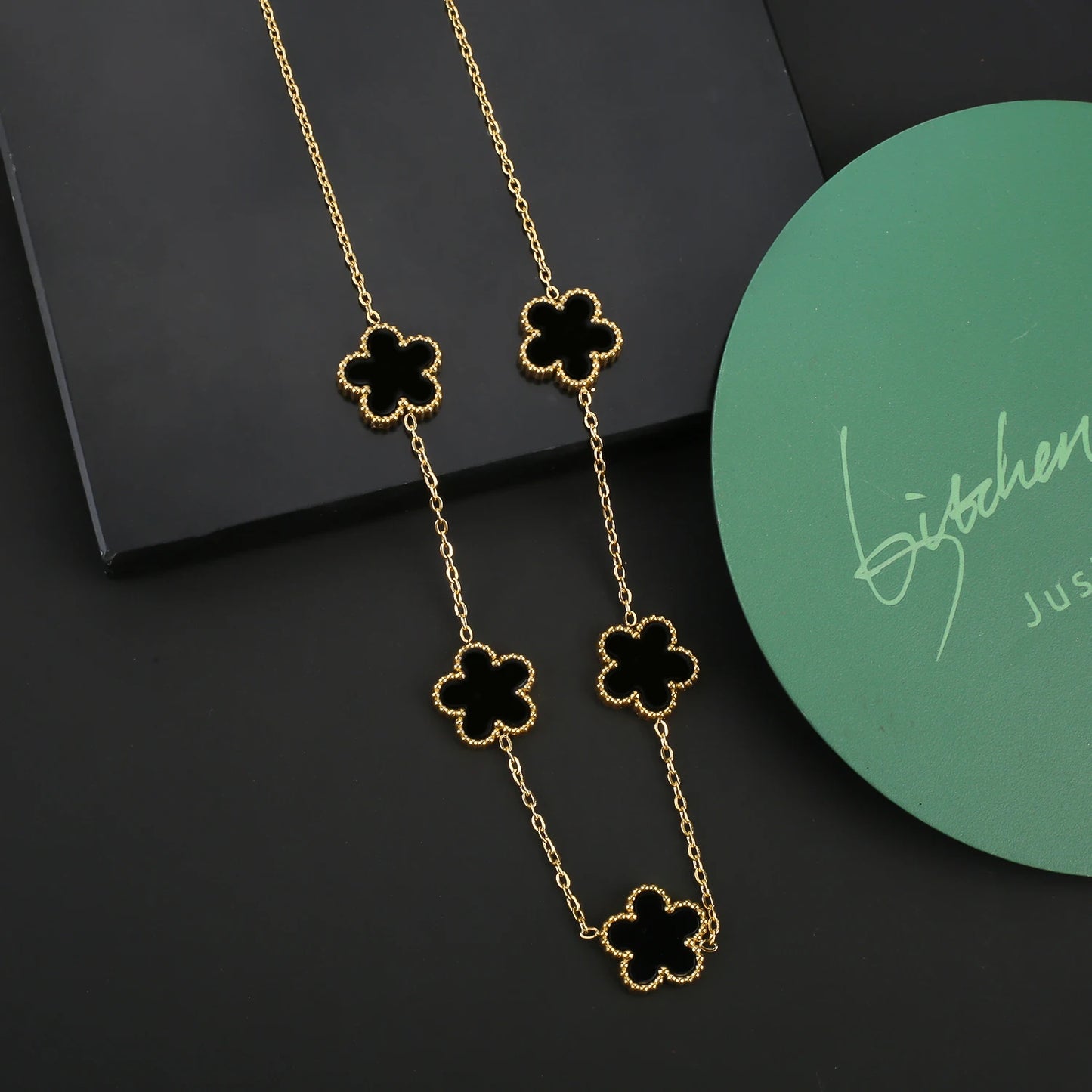 Hot Sale Stainless Steel Five Laef Flower Clover Bracelet Jewelry Set Necklace Earrings For Woman Daily Wear Brand Jewelry