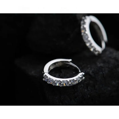 Newest Luxury Romantic Women Jewelry 925 Sterling Silver Plated Rhinestone Crystal Hoop Earrings For Women