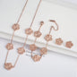 Hot Sale Stainless Steel Five Laef Flower Clover Bracelet Jewelry Set Necklace Earrings For Woman Daily Wear Brand Jewelry