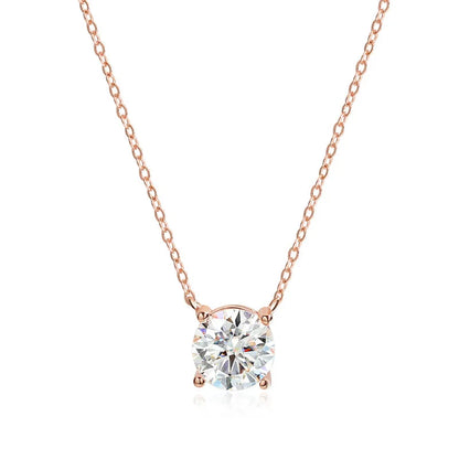 1-5CT Rose Gold Color Moissanite Necklace for Women D Color Sparkling Classic Lab Diamon Pendant Sterling Silver 925 GRA